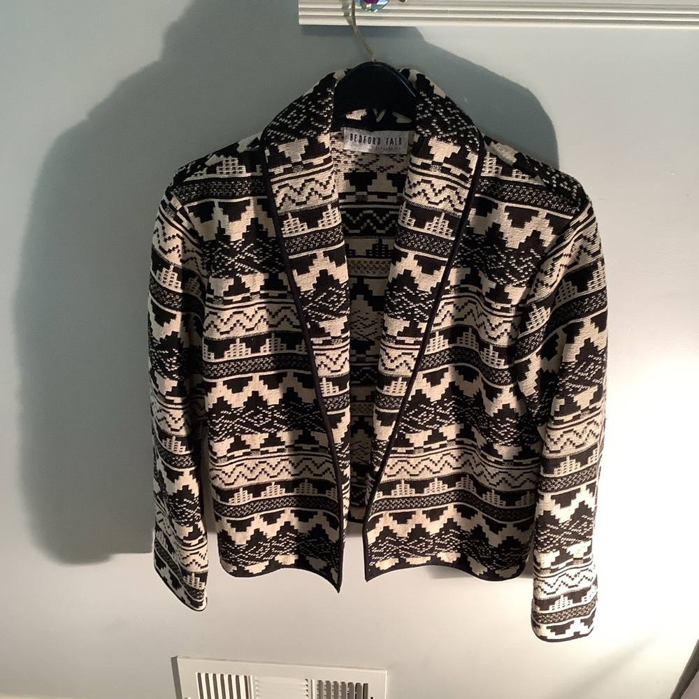 Geometric print open front jacket